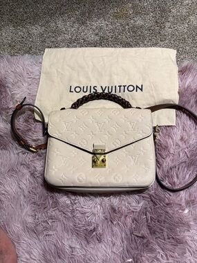 Louis Vuitton Cream Empreinte Pochette Metis Satchel with Braided HandlePreloved